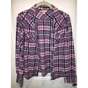 Medium pink, blue and white flannel